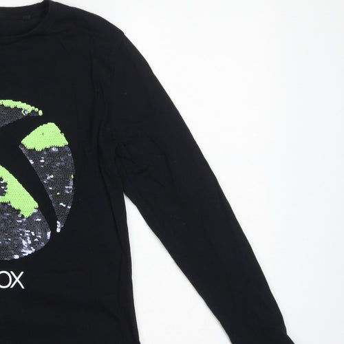 Xbox Boys Black 12 Years Long Sleeve Sequin Logo T-Shirt Top