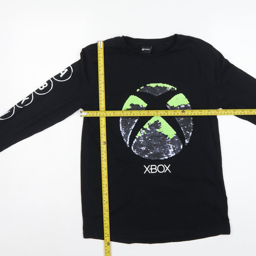 Xbox Boys Black 12 Years Long Sleeve Sequin Logo T-Shirt Top