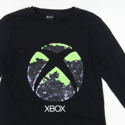 Xbox Boys Black 12 Years Long Sleeve Sequin Logo T-Shirt Top