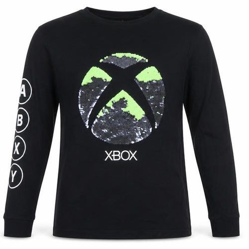 Xbox Boys Black 12 Years Long Sleeve Sequin Logo T-Shirt Top