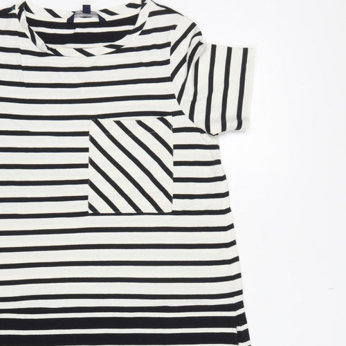 French Connection Women Black White Striped UK 10 Shift Jersey Dress