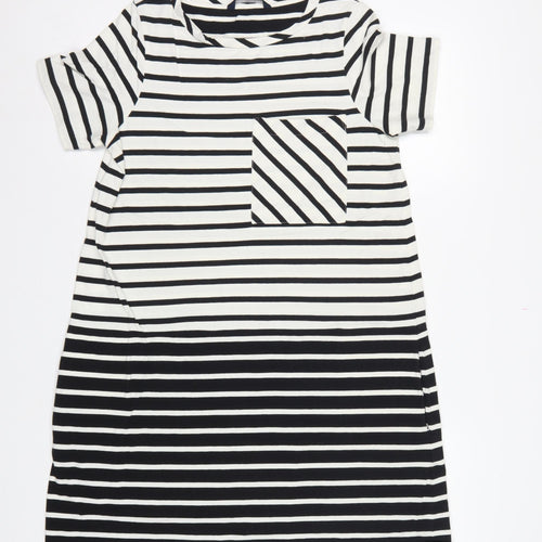 French Connection Women Black White Striped UK 10 Shift Jersey Dress