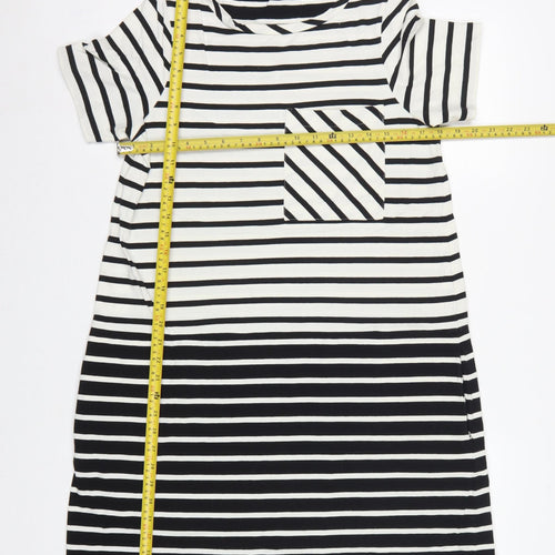 French Connection Women Black White Striped UK 10 Shift Jersey Dress
