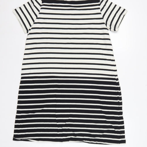 French Connection Women Black White Striped UK 10 Shift Jersey Dress