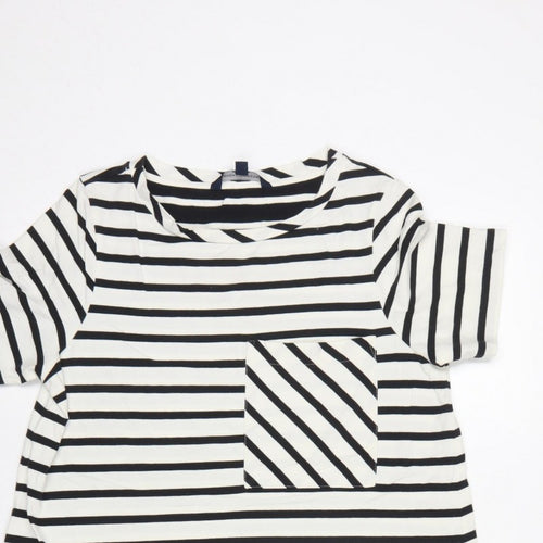 French Connection Women Black White Striped UK 10 Shift Jersey Dress