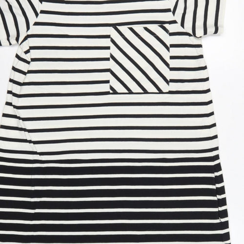 French Connection Women Black White Striped UK 10 Shift Jersey Dress