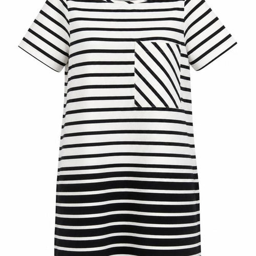 French Connection Women Black White Striped UK 10 Shift Jersey Dress