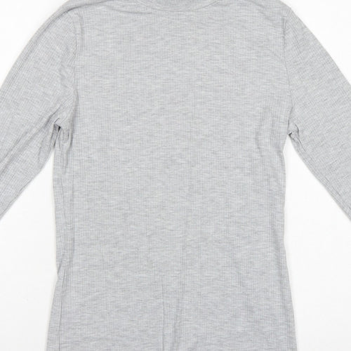 White Stuff Women Grey UK 12 Roll Neck Long Sleeve Stretch Jersey Top