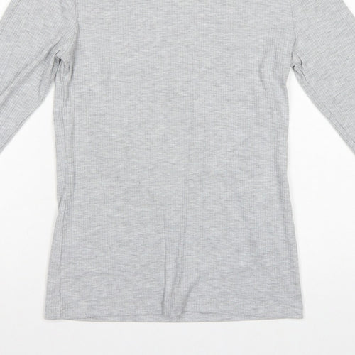 White Stuff Women Grey UK 12 Roll Neck Long Sleeve Stretch Jersey Top
