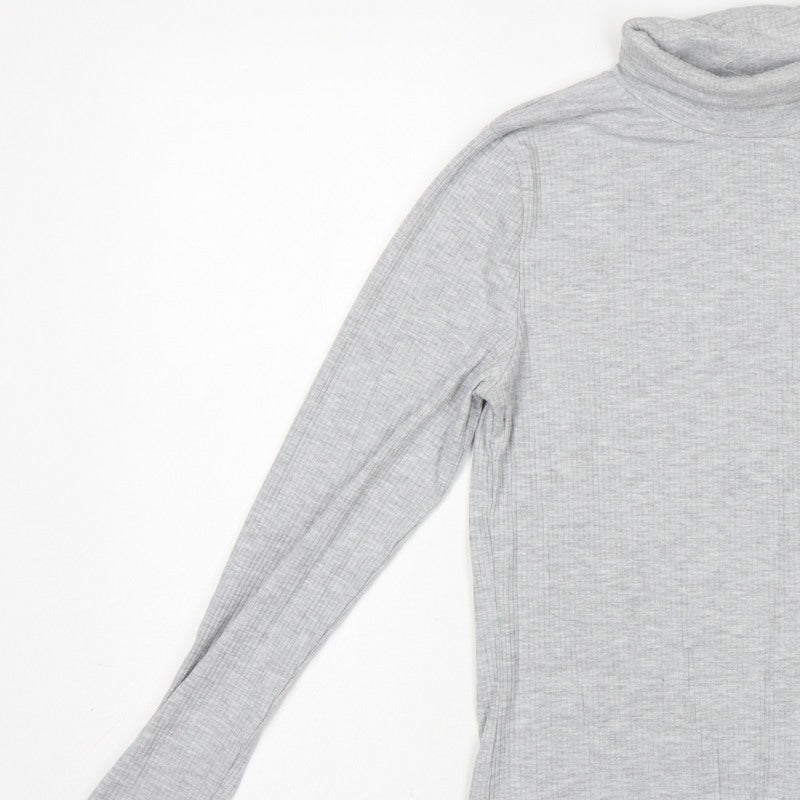 White Stuff Women Grey UK 12 Roll Neck Long Sleeve Stretch Jersey Top