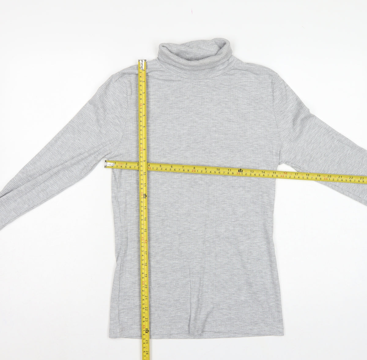 White Stuff Women Grey UK 12 Roll Neck Long Sleeve Stretch Jersey Top