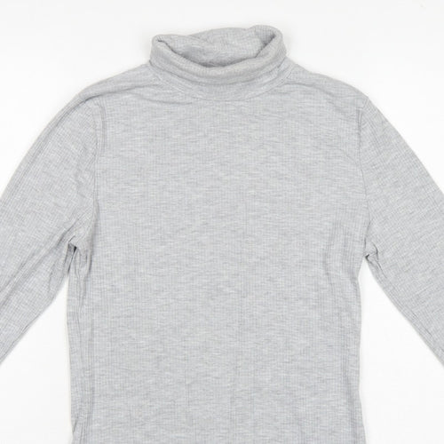 White Stuff Women Grey UK 12 Roll Neck Long Sleeve Stretch Jersey Top