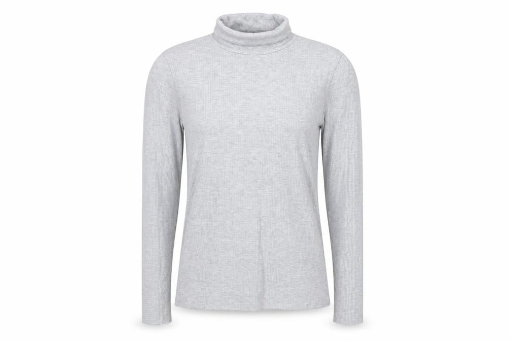White Stuff Women Grey UK 12 Roll Neck Long Sleeve Stretch Jersey Top