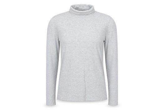 White Stuff Women Grey UK 12 Roll Neck Long Sleeve Stretch Jersey Top