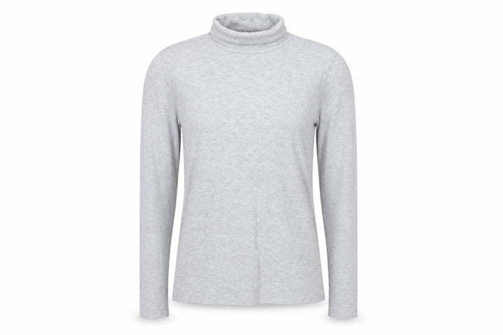 White Stuff Women Grey UK 12 Roll Neck Long Sleeve Stretch Jersey Top