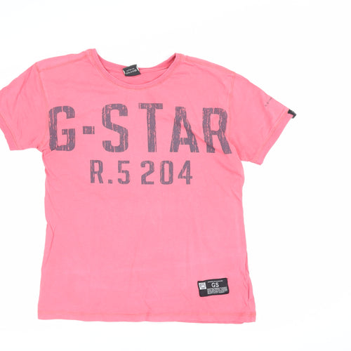 G-Star Men’s Pink M Graphic Logo Crew Neck Short Sleeve T-Shirt