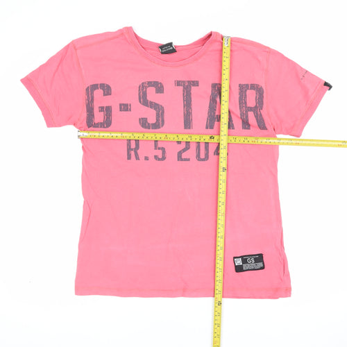 G-Star Men’s Pink M Graphic Logo Crew Neck Short Sleeve T-Shirt