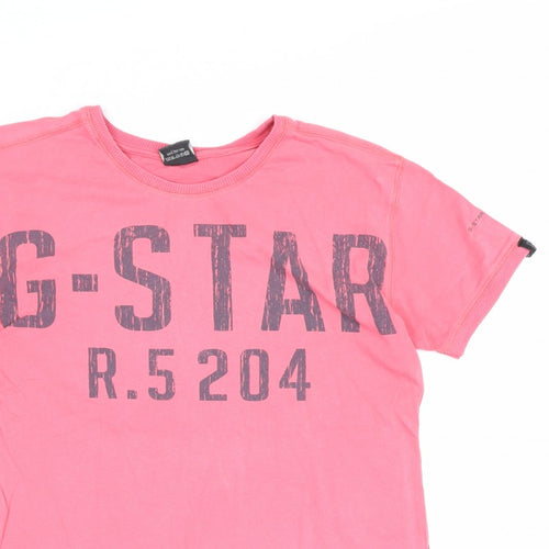 G-Star Men’s Pink M Graphic Logo Crew Neck Short Sleeve T-Shirt