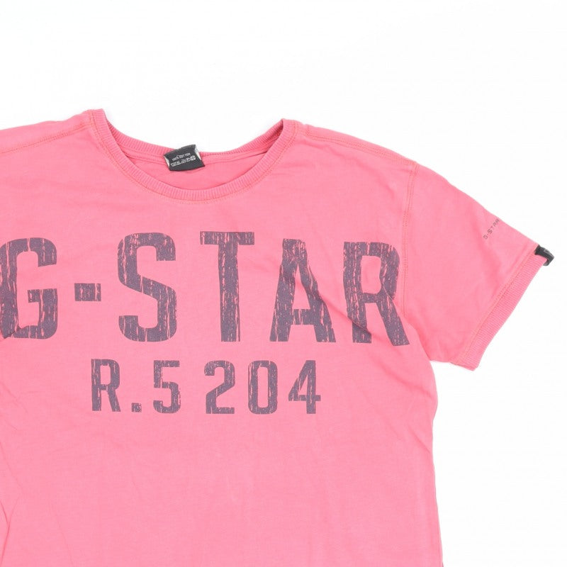 G-Star Men’s Pink M Graphic Logo Crew Neck Short Sleeve T-Shirt