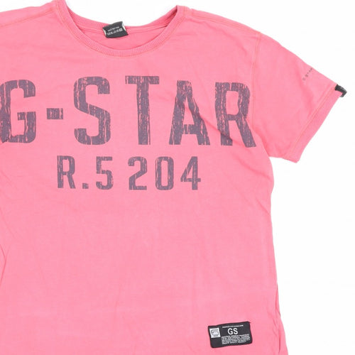 G-Star Men’s Pink M Graphic Logo Crew Neck Short Sleeve T-Shirt