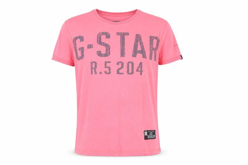 G-Star Men’s Pink M Graphic Logo Crew Neck Short Sleeve T-Shirt