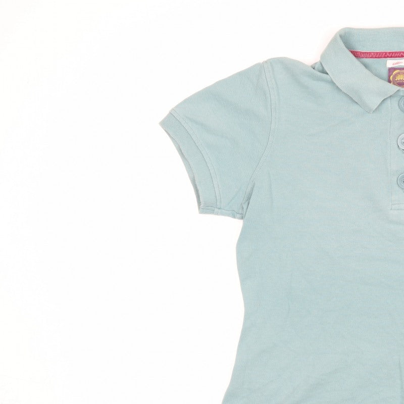 Joules Women’s Blue UK 12 Slim Fit Embroidered Cotton Polo Shirt