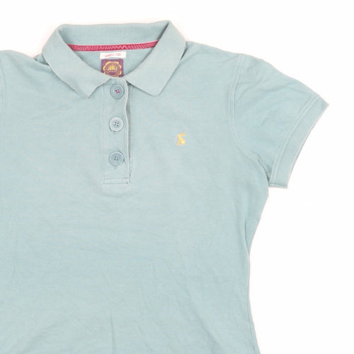 Joules Women’s Blue UK 12 Slim Fit Embroidered Cotton Polo Shirt