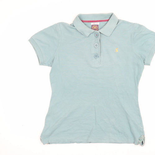 Joules Women’s Blue UK 12 Slim Fit Embroidered Cotton Polo Shirt