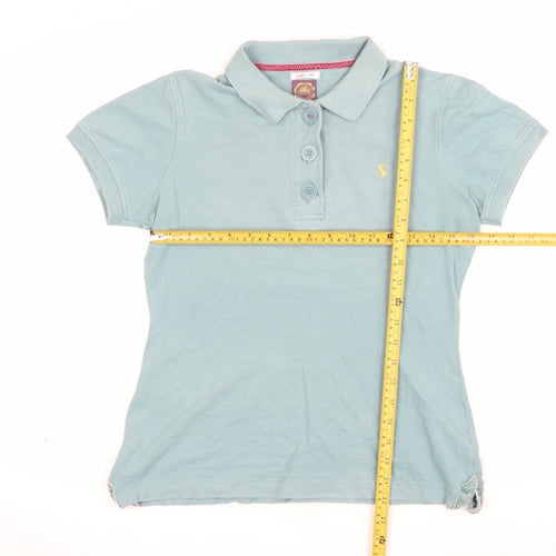 Joules Women’s Blue UK 12 Slim Fit Embroidered Cotton Polo Shirt