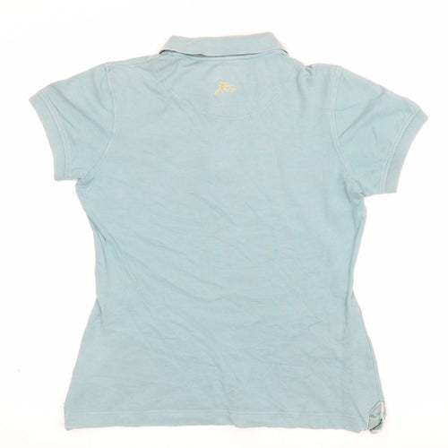 Joules Women’s Blue UK 12 Slim Fit Embroidered Cotton Polo Shirt