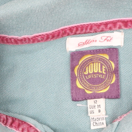 Joules Women’s Blue UK 12 Slim Fit Embroidered Cotton Polo Shirt
