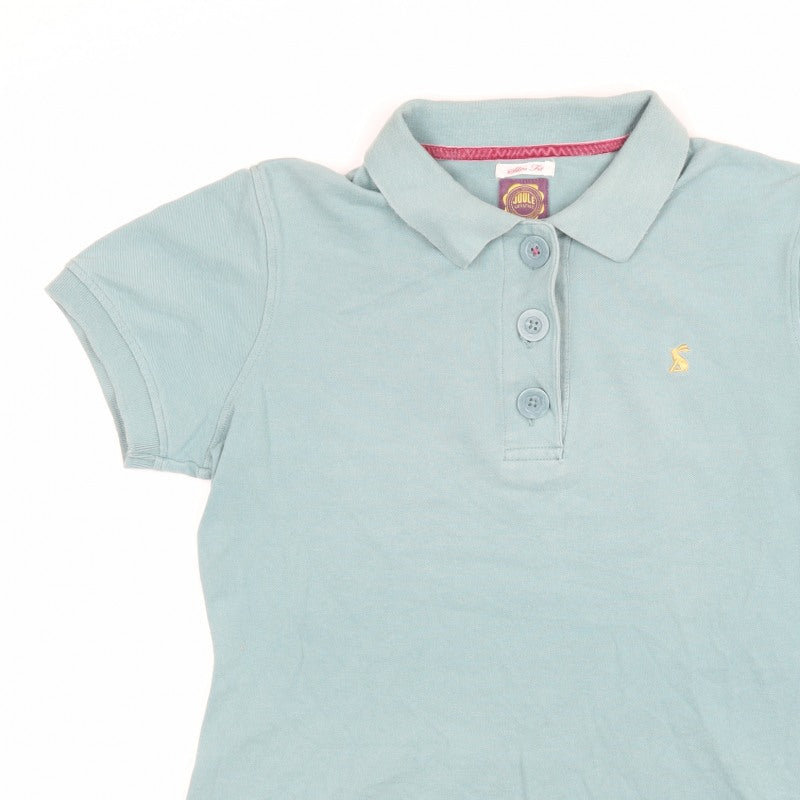 Joules Women’s Blue UK 12 Slim Fit Embroidered Cotton Polo Shirt