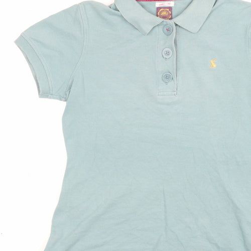 Joules Women’s Blue UK 12 Slim Fit Embroidered Cotton Polo Shirt
