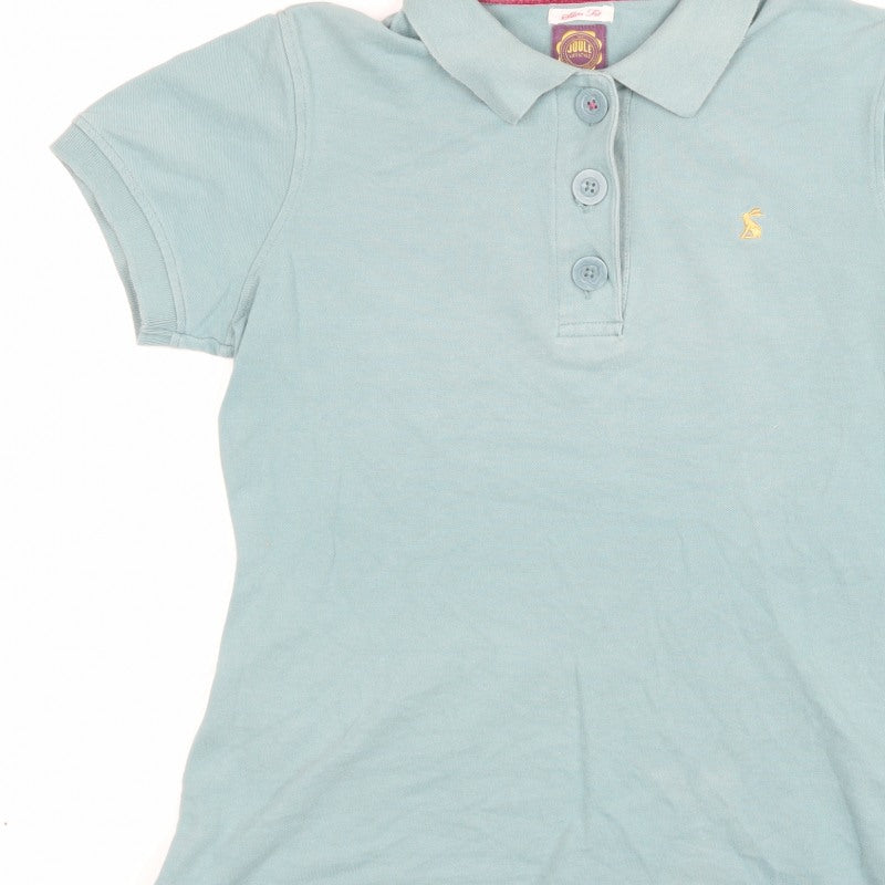 Joules Women’s Blue UK 12 Slim Fit Embroidered Cotton Polo Shirt