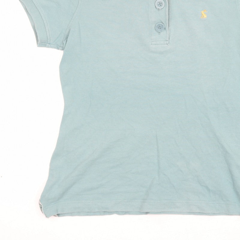 Joules Women’s Blue UK 12 Slim Fit Embroidered Cotton Polo Shirt