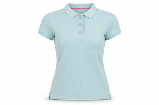 Joules Women’s Blue UK 12 Slim Fit Embroidered Cotton Polo Shirt