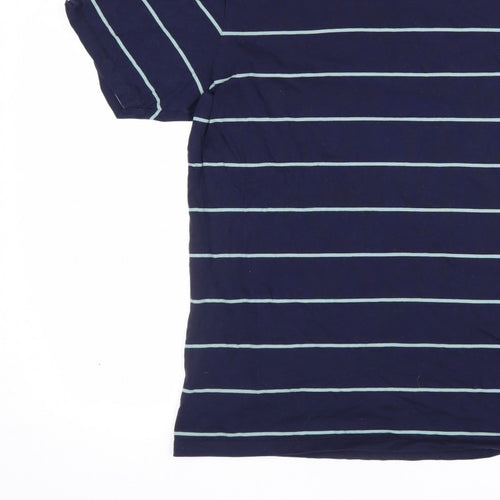 Uniqlo Men's Blue L Supima Cotton Striped Crew Neck T-Shirt