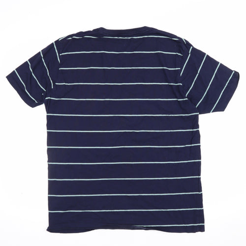 Uniqlo Men's Blue L Supima Cotton Striped Crew Neck T-Shirt