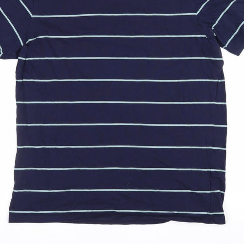 Uniqlo Men's Blue L Supima Cotton Striped Crew Neck T-Shirt