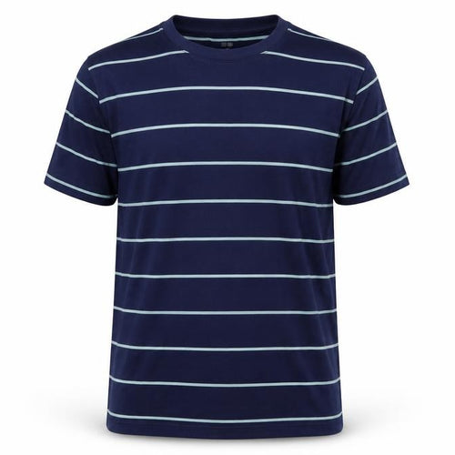Uniqlo Men's Blue L Supima Cotton Striped Crew Neck T-Shirt