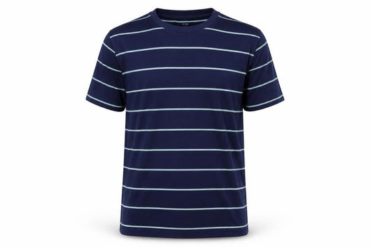 Uniqlo Men's Blue L Supima Cotton Striped Crew Neck T-Shirt