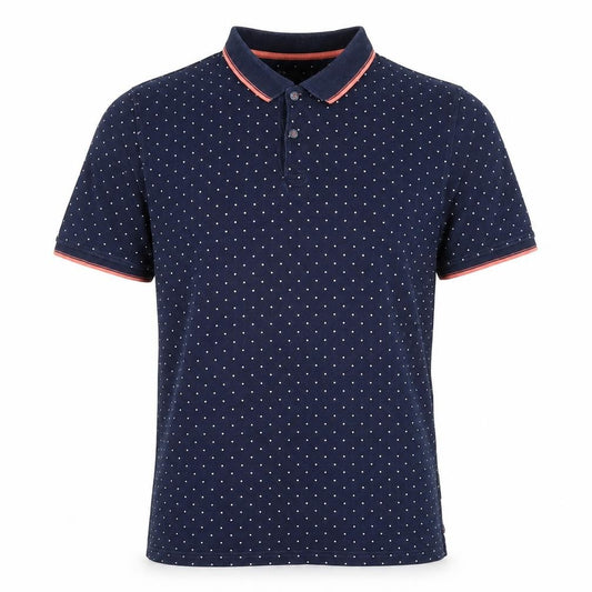 Racing Green Men's Blue L Polka Dot Cotton Short Sleeve Polo Shirt
