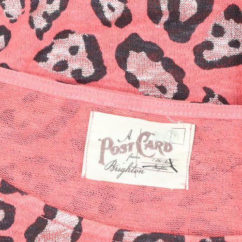Postcard from Brighton Women Pink Leopard Print Knit Jumper Size S