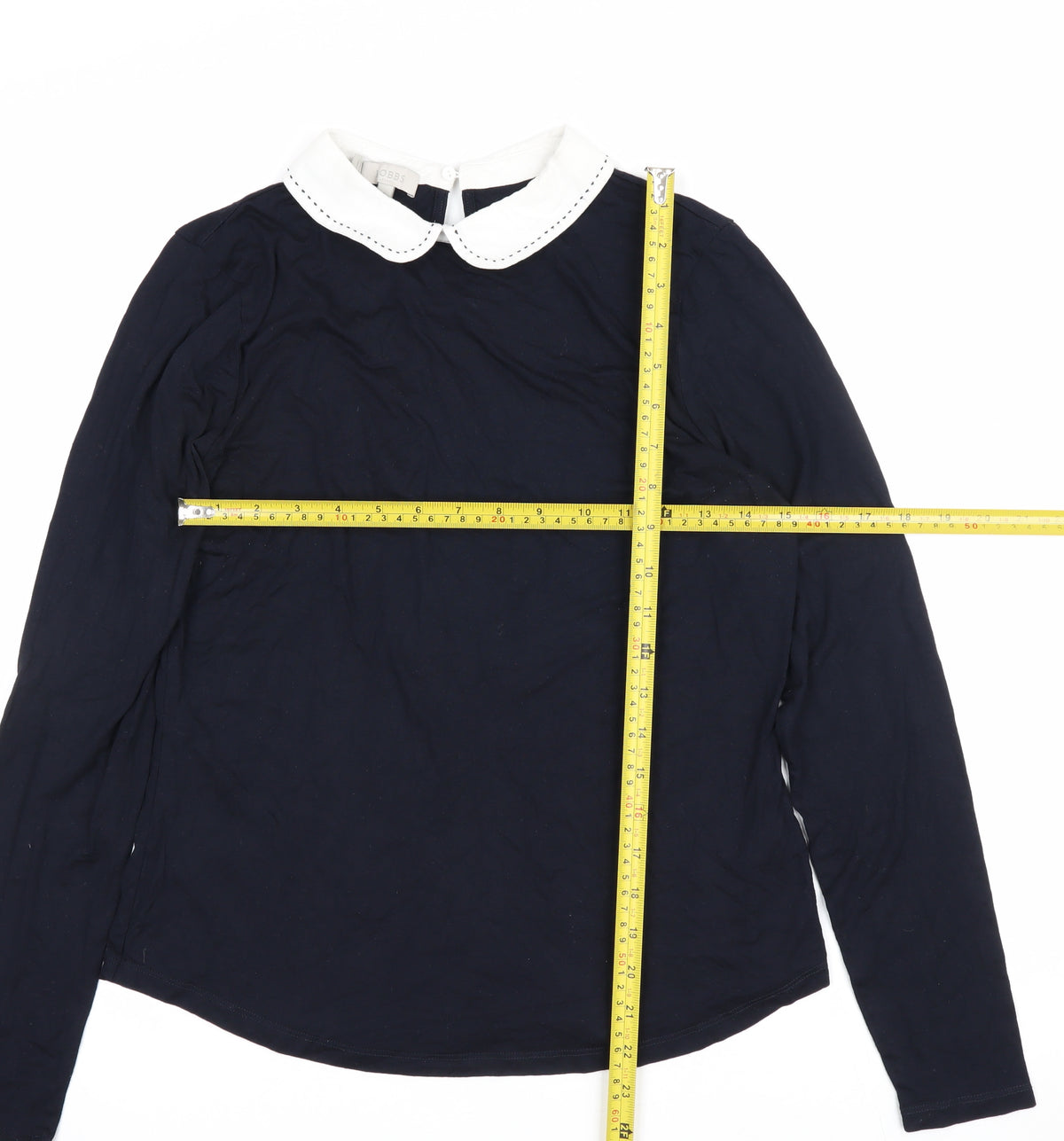 Hobbs Women Blue Size S Jersey Long Sleeve Peter Pan Collar Top