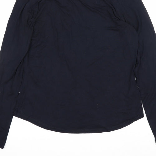 Hobbs Women Blue Size S Jersey Long Sleeve Peter Pan Collar Top