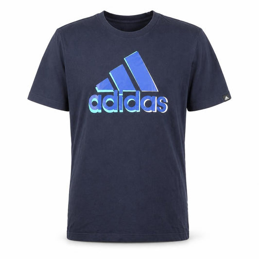 adidas Mens S Blue Logo Graphic Crew Neck Short Sleeve T-Shirt