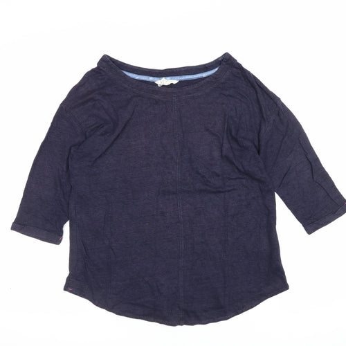 White Stuff Women’s Blue UK 8 Linen 3/4 Sleeve Round Neck Blouse