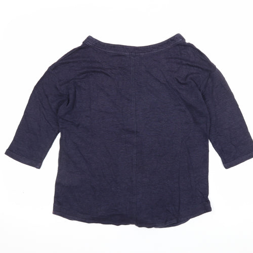 White Stuff Women’s Blue UK 8 Linen 3/4 Sleeve Round Neck Blouse