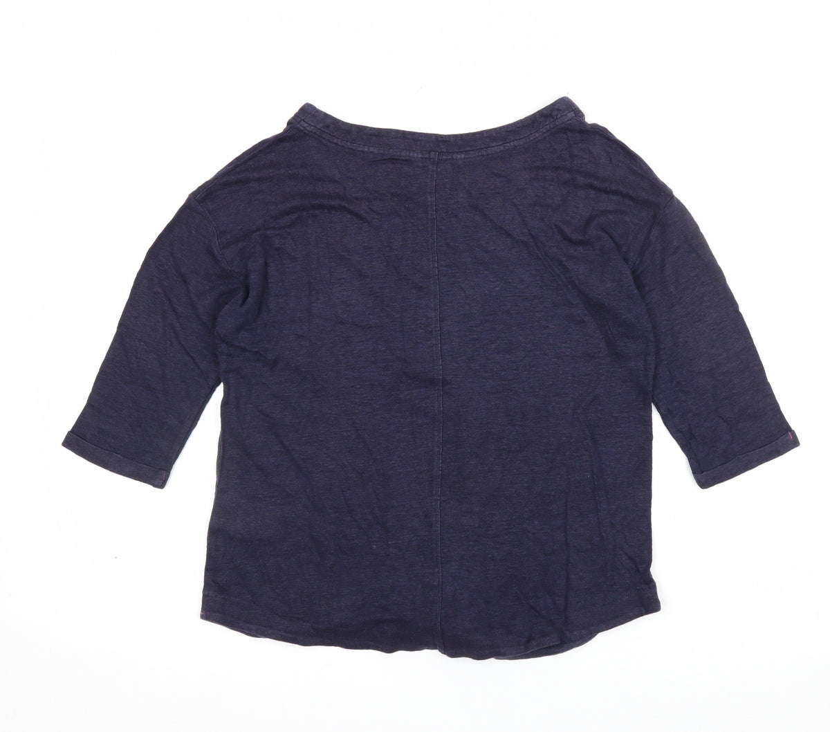 White Stuff Women’s Blue UK 8 Linen 3/4 Sleeve Round Neck Blouse
