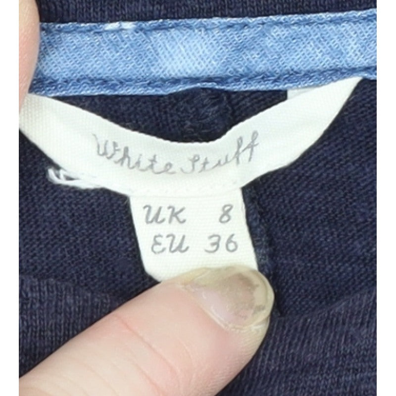 White Stuff Women’s Blue UK 8 Linen 3/4 Sleeve Round Neck Blouse